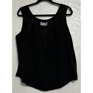 City Girl Nancy Bolen Vintage Black Sleeveless Blouse Tank Top‎ Velvet Floral M